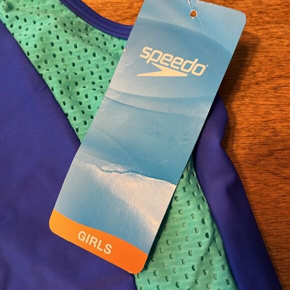 Speedo Blue and Green One Piece Swimsuit Athletic Design - Picture 2 of 7